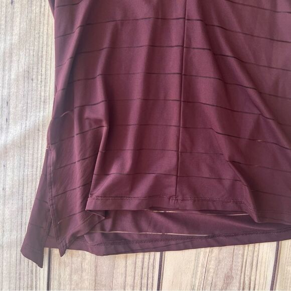 Athleta Max Out Chi Burgundy Sheer Stripe Side Tie Tank Top - Picture 9 of 11